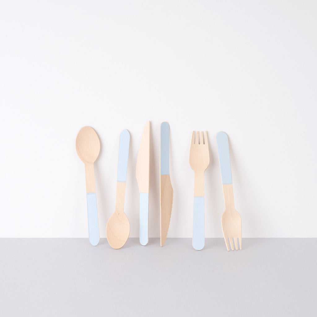 Blue Wooden Cutlery 