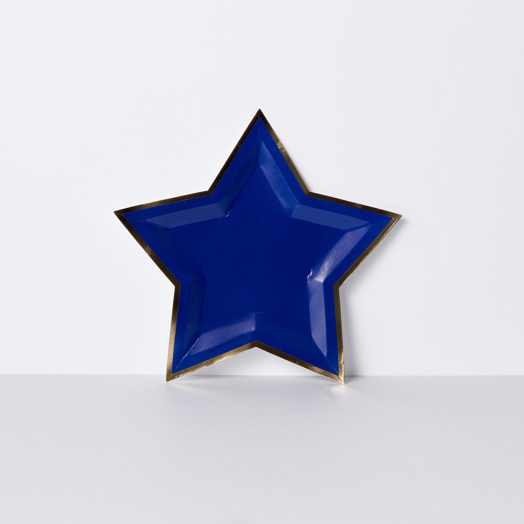 Blue Star Plates with Gold Trim